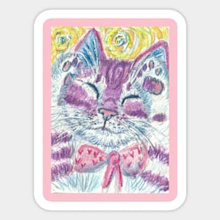 Purple Dream happy cat tabby Sticker